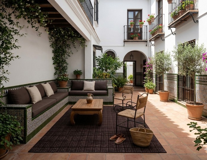 Black outdoor rug